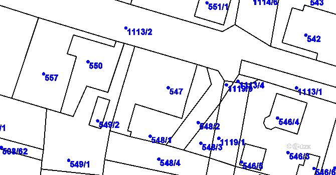 Parcela st. 547 v KÚ Štěnovice, Katastrální mapa
