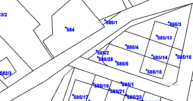 Parcela st. 585/2 v KÚ Štěnovice, Katastrální mapa