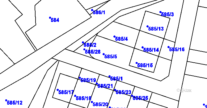 Parcela st. 585/5 v KÚ Štěnovice, Katastrální mapa