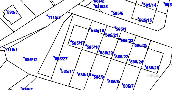 Parcela st. 585/18 v KÚ Štěnovice, Katastrální mapa