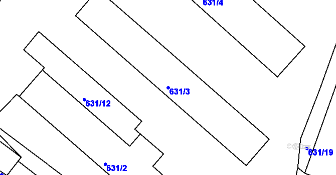 Parcela st. 631/3 v KÚ Štěnovice, Katastrální mapa