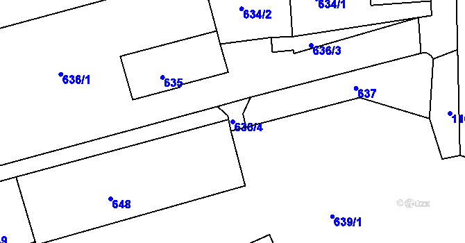 Parcela st. 636/4 v KÚ Štěnovice, Katastrální mapa