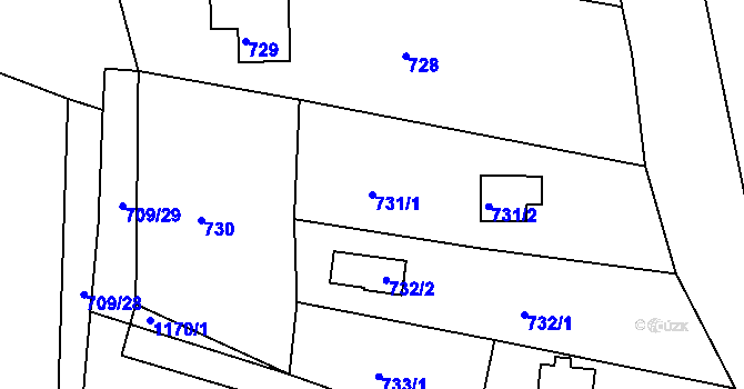Parcela st. 731/1 v KÚ Štěnovice, Katastrální mapa