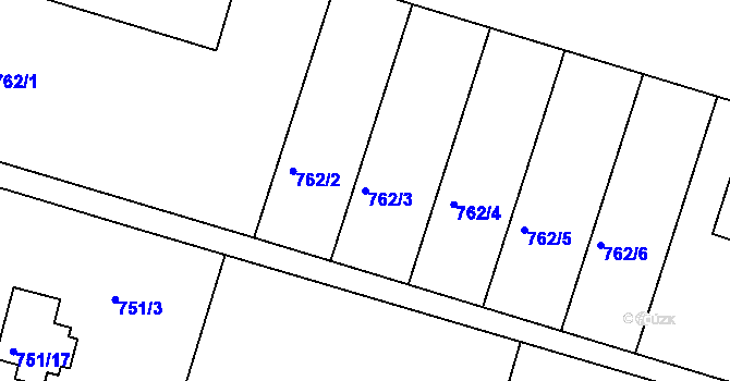 Parcela st. 762/3 v KÚ Štěnovice, Katastrální mapa
