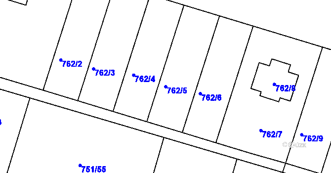 Parcela st. 762/5 v KÚ Štěnovice, Katastrální mapa