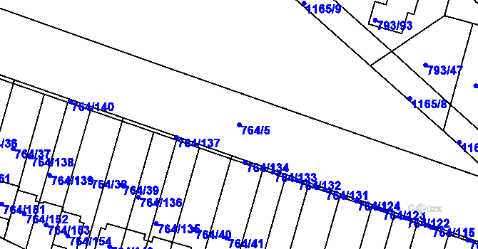 Parcela st. 764/5 v KÚ Štěnovice, Katastrální mapa
