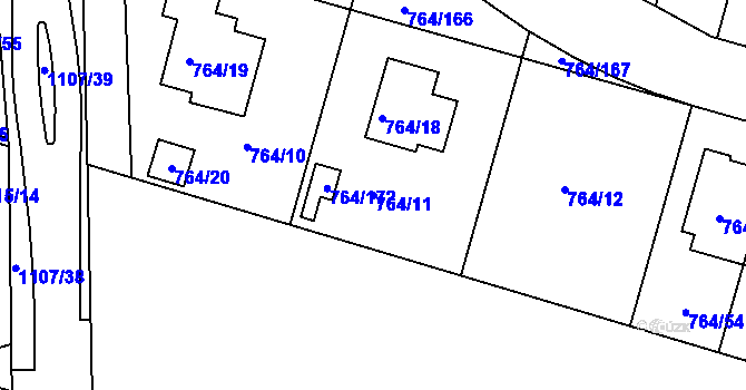 Parcela st. 764/11 v KÚ Štěnovice, Katastrální mapa