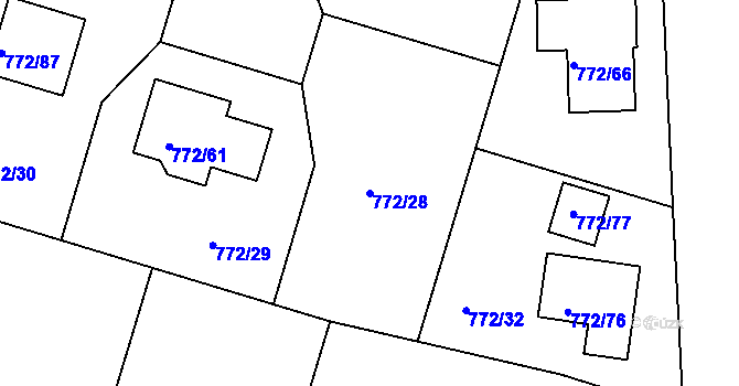 Parcela st. 772/28 v KÚ Štěnovice, Katastrální mapa