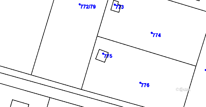 Parcela st. 775 v KÚ Štěnovice, Katastrální mapa