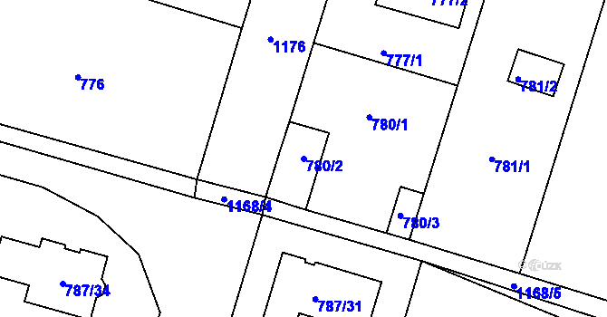 Parcela st. 780/2 v KÚ Štěnovice, Katastrální mapa