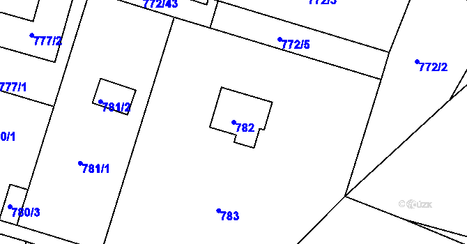 Parcela st. 782 v KÚ Štěnovice, Katastrální mapa