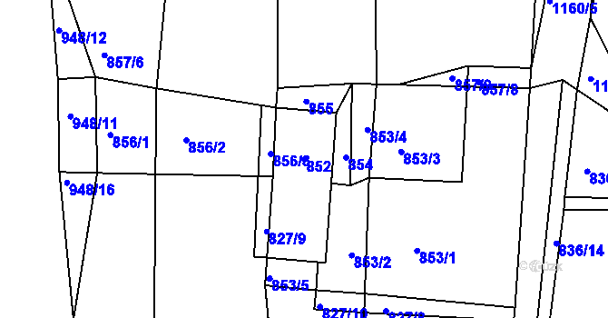 Parcela st. 852 v KÚ Štěnovice, Katastrální mapa