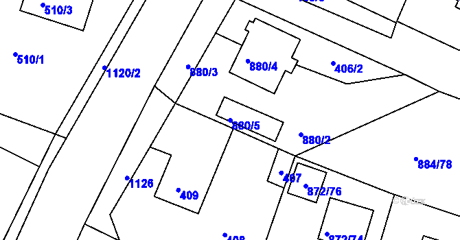 Parcela st. 880/5 v KÚ Štěnovice, Katastrální mapa