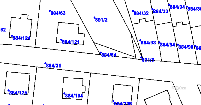 Parcela st. 884/64 v KÚ Štěnovice, Katastrální mapa