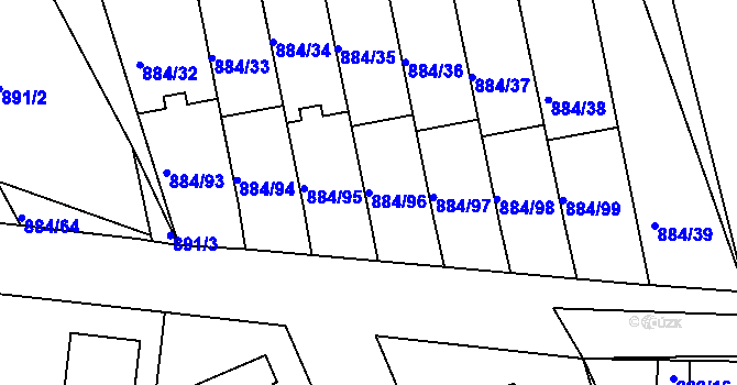 Parcela st. 884/96 v KÚ Štěnovice, Katastrální mapa