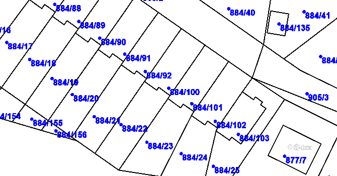 Parcela st. 884/100 v KÚ Štěnovice, Katastrální mapa