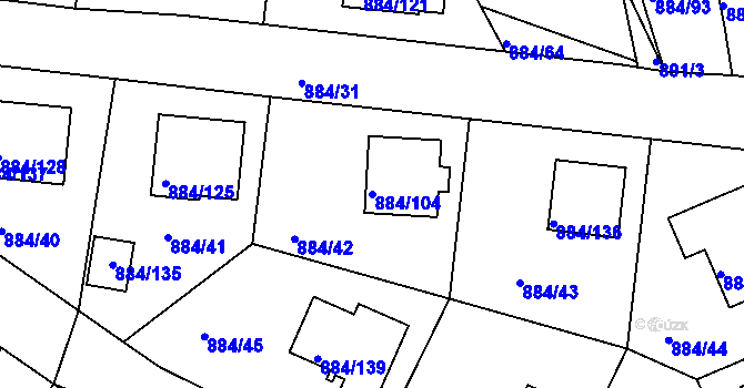 Parcela st. 884/104 v KÚ Štěnovice, Katastrální mapa