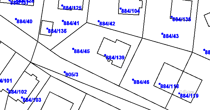 Parcela st. 884/139 v KÚ Štěnovice, Katastrální mapa