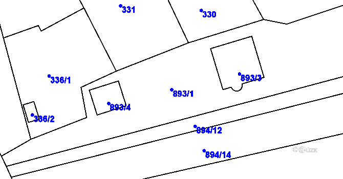 Parcela st. 893/1 v KÚ Štěnovice, Katastrální mapa