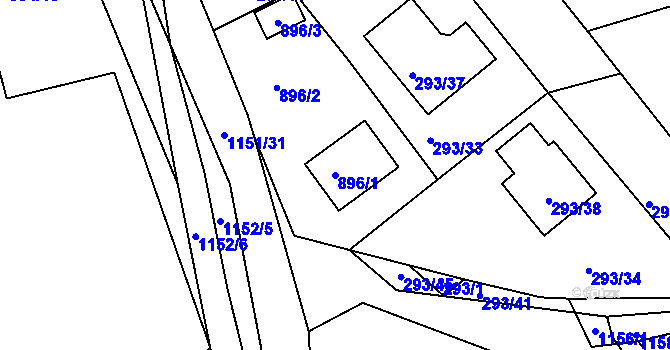 Parcela st. 896/1 v KÚ Štěnovice, Katastrální mapa