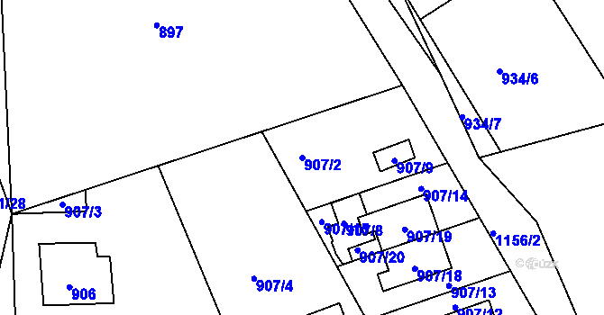 Parcela st. 907/2 v KÚ Štěnovice, Katastrální mapa