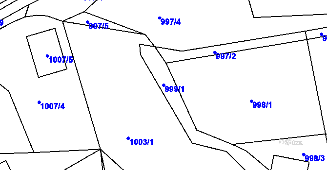 Parcela st. 999/1 v KÚ Štěnovice, Katastrální mapa