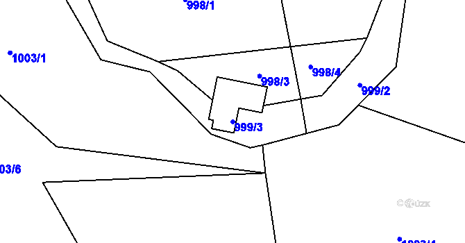 Parcela st. 999/3 v KÚ Štěnovice, Katastrální mapa