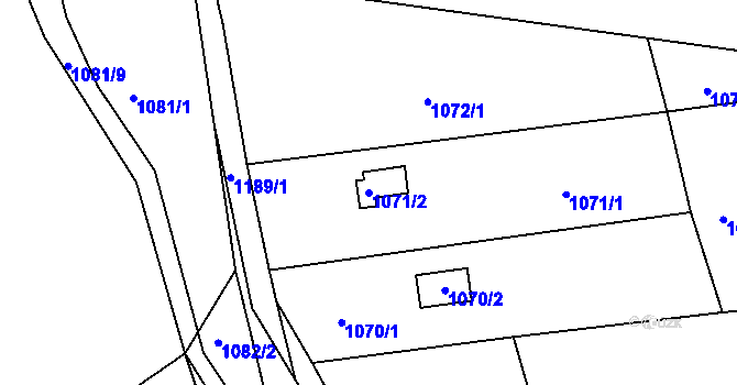 Parcela st. 1071/2 v KÚ Štěnovice, Katastrální mapa