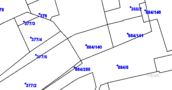 Parcela st. 884/140 v KÚ Štěnovice, Katastrální mapa