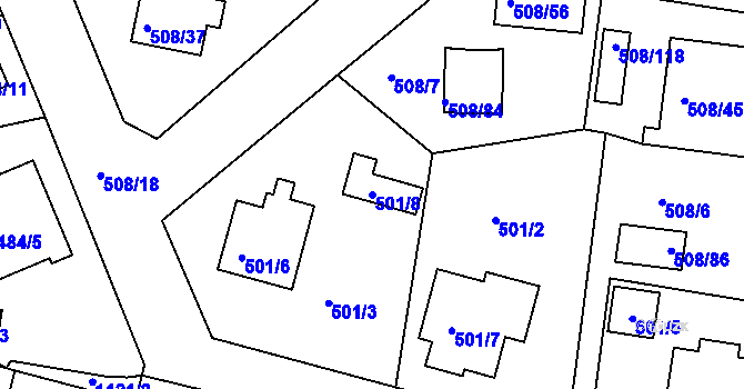 Parcela st. 501/8 v KÚ Štěnovice, Katastrální mapa