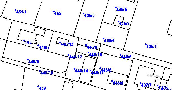 Parcela st. 446/8 v KÚ Štěnovice, Katastrální mapa