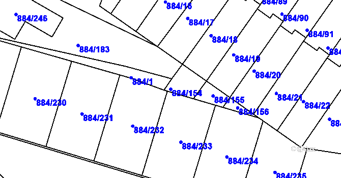 Parcela st. 884/154 v KÚ Štěnovice, Katastrální mapa