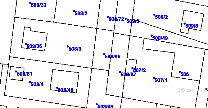 Parcela st. 508/96 v KÚ Štěnovice, Katastrální mapa