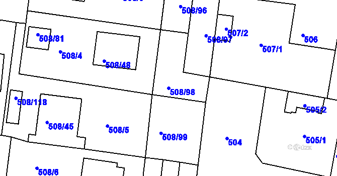 Parcela st. 508/98 v KÚ Štěnovice, Katastrální mapa