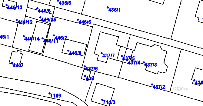 Parcela st. 437/7 v KÚ Štěnovice, Katastrální mapa