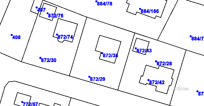 Parcela st. 872/38 v KÚ Štěnovice, Katastrální mapa