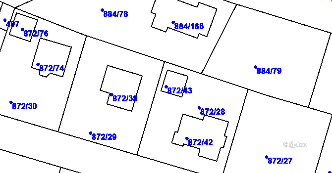 Parcela st. 872/43 v KÚ Štěnovice, Katastrální mapa
