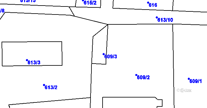 Parcela st. 609/3 v KÚ Štěnovice, Katastrální mapa