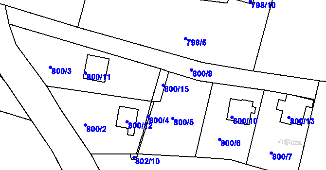 Parcela st. 800/15 v KÚ Štěnovice, Katastrální mapa
