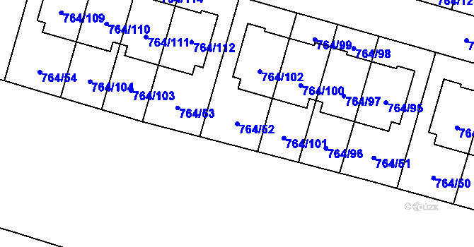 Parcela st. 764/52 v KÚ Štěnovice, Katastrální mapa