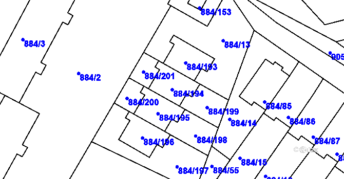 Parcela st. 884/194 v KÚ Štěnovice, Katastrální mapa