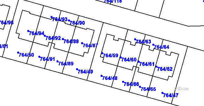 Parcela st. 764/59 v KÚ Štěnovice, Katastrální mapa