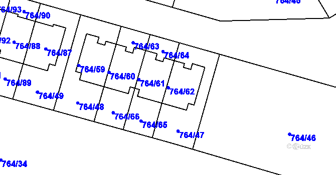 Parcela st. 764/62 v KÚ Štěnovice, Katastrální mapa