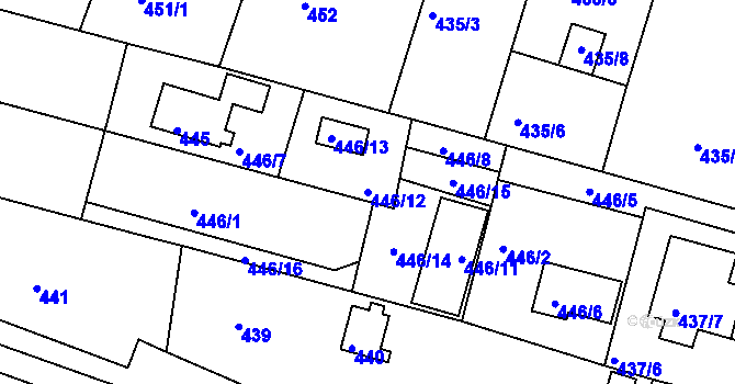 Parcela st. 446/12 v KÚ Štěnovice, Katastrální mapa