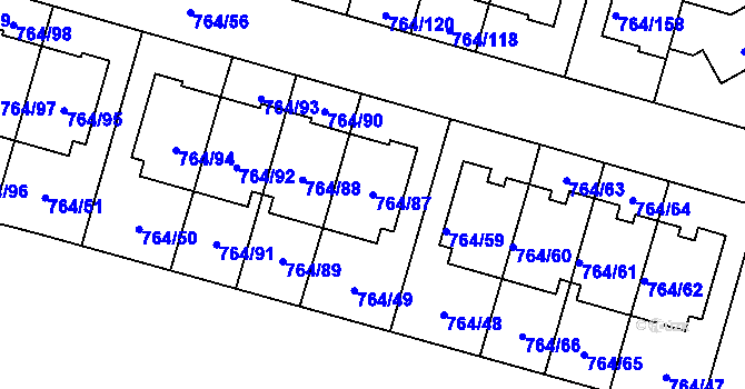 Parcela st. 764/87 v KÚ Štěnovice, Katastrální mapa