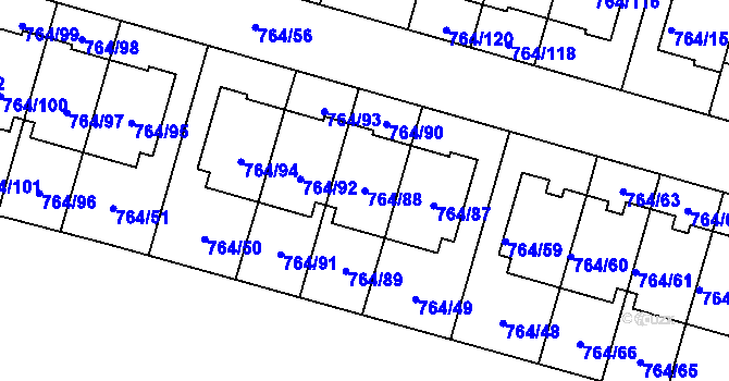 Parcela st. 764/88 v KÚ Štěnovice, Katastrální mapa