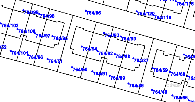 Parcela st. 764/92 v KÚ Štěnovice, Katastrální mapa