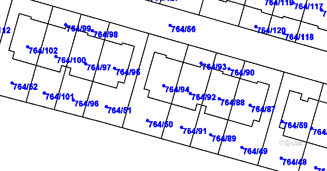 Parcela st. 764/94 v KÚ Štěnovice, Katastrální mapa