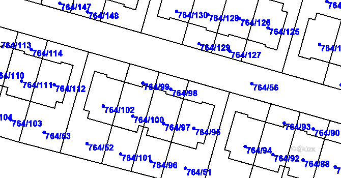 Parcela st. 764/98 v KÚ Štěnovice, Katastrální mapa