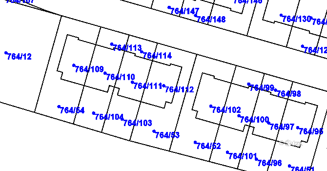 Parcela st. 764/112 v KÚ Štěnovice, Katastrální mapa